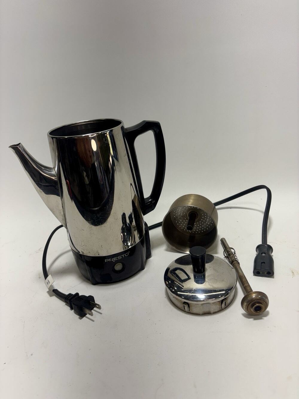 Vintage Presto 2–6 Cup Electric Coffee Percolator 0282202 Stainless Steel Tested